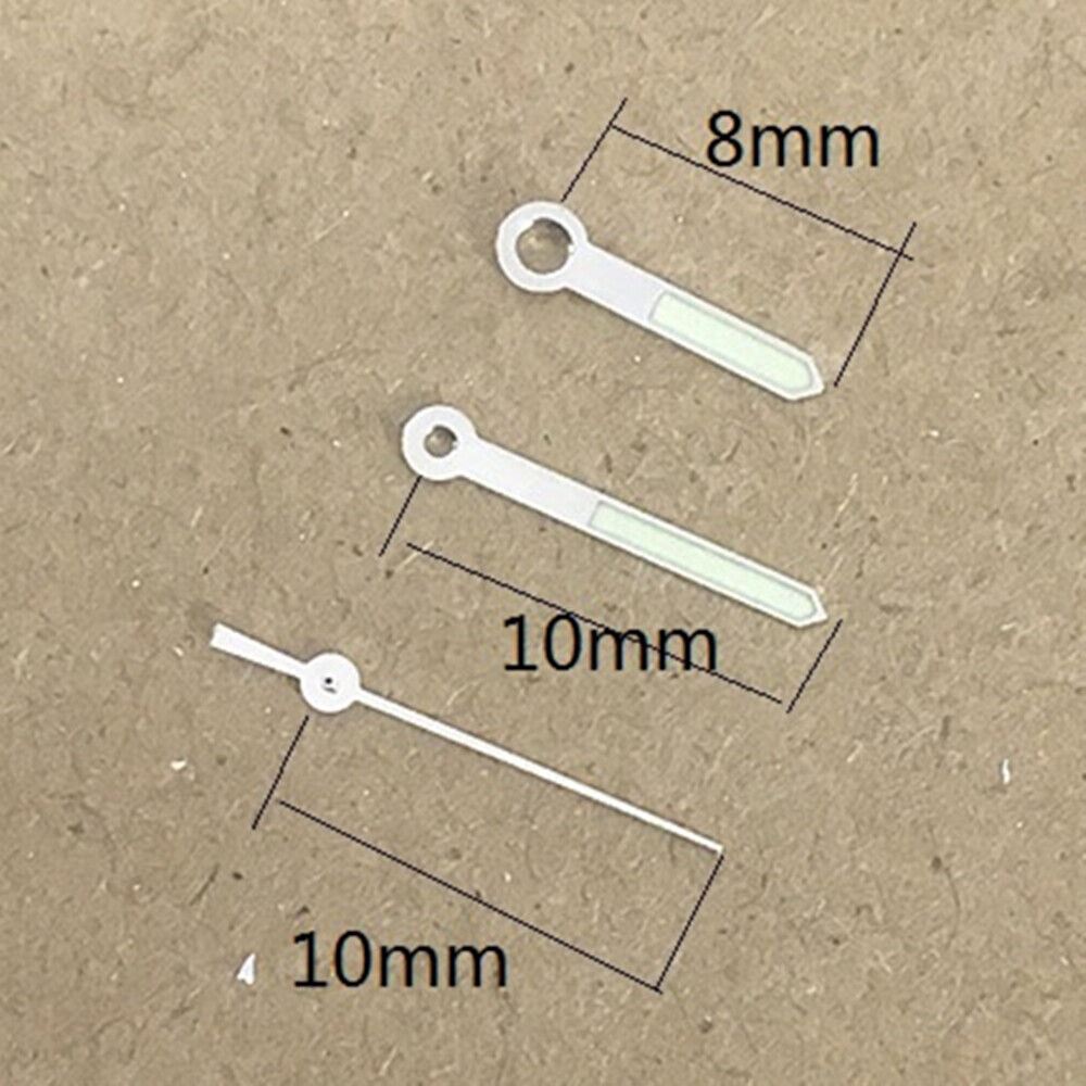 10mm Silver Trim Green Luminous Watch Hands for Epson TMI VJ22 Quartz Movement