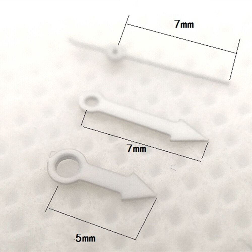 1. Silver 7mm arrow point watch hands designed for Miyota 7T35 quartz movement.  