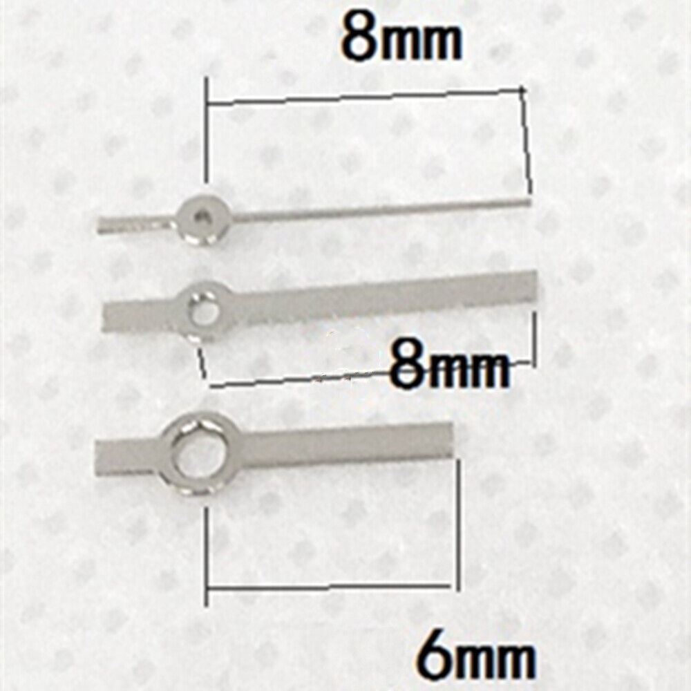 8mm silver square point watch hands for Miyota 7T35 quartz enhancing precision and style