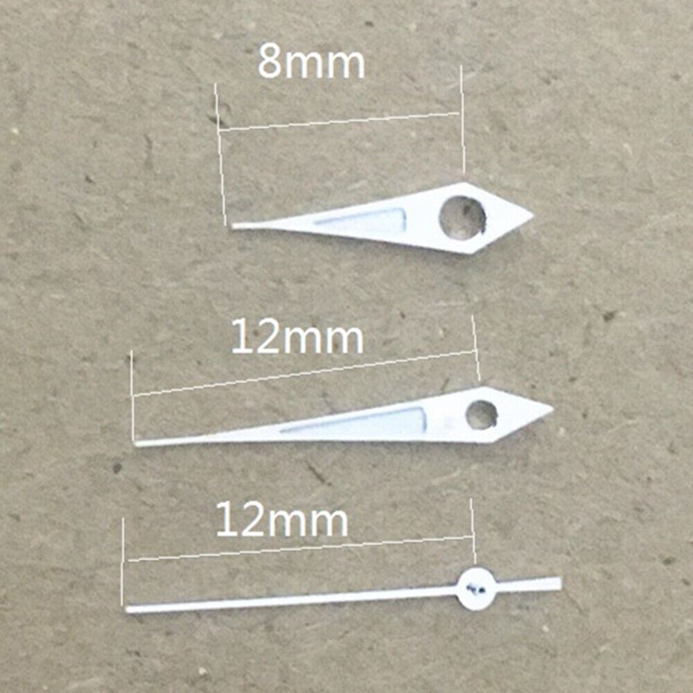 12mm silver-trimmed green lume arrow watch hands for China 2813 movement, precise accessory.