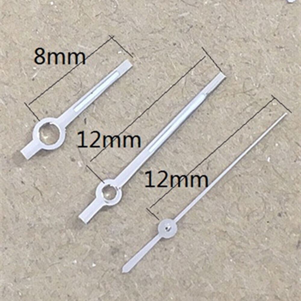 Green luminous watch hands with silver trim for 2813 movement, ideal for precise timekeeping and stylish repairs.