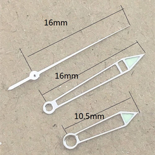 Green luminous hollow arrow watch hands for China Made 2813 movement, perfect for DIY watch repair.
