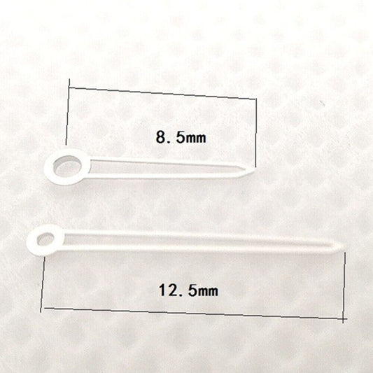 Silver 12.5mm watch hands with trim for Hattori Epson VJ20 quartz movement, precise replacement parts.