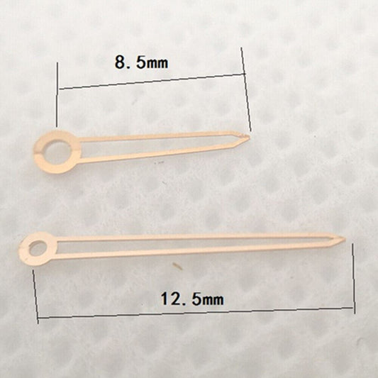 12.5mm rose gold watch hands with trim for Hattori Epson VJ20 quartz movement, perfect for precision repairs.