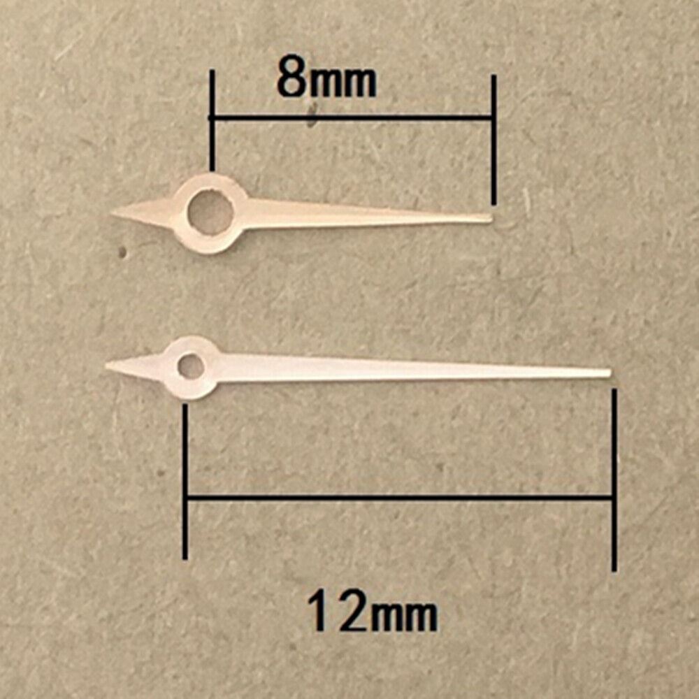 Sleek 12mm rose gold arrow watch hands by Hattori for Epson VJ34 quartz movement.