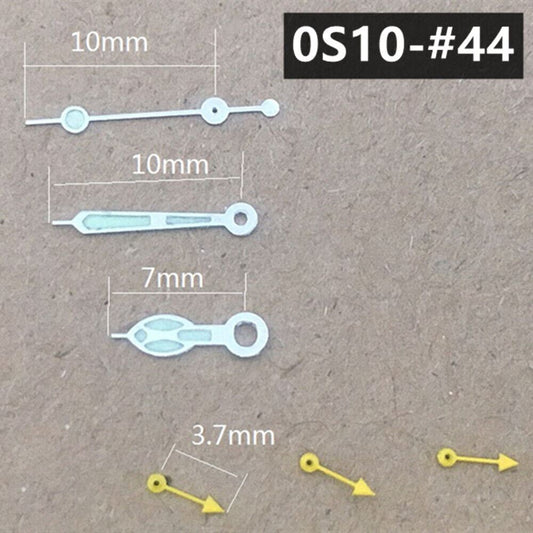 Silver-trimmed green luminous watch hands for Miyota 0S10 quartz movement, precise time indication