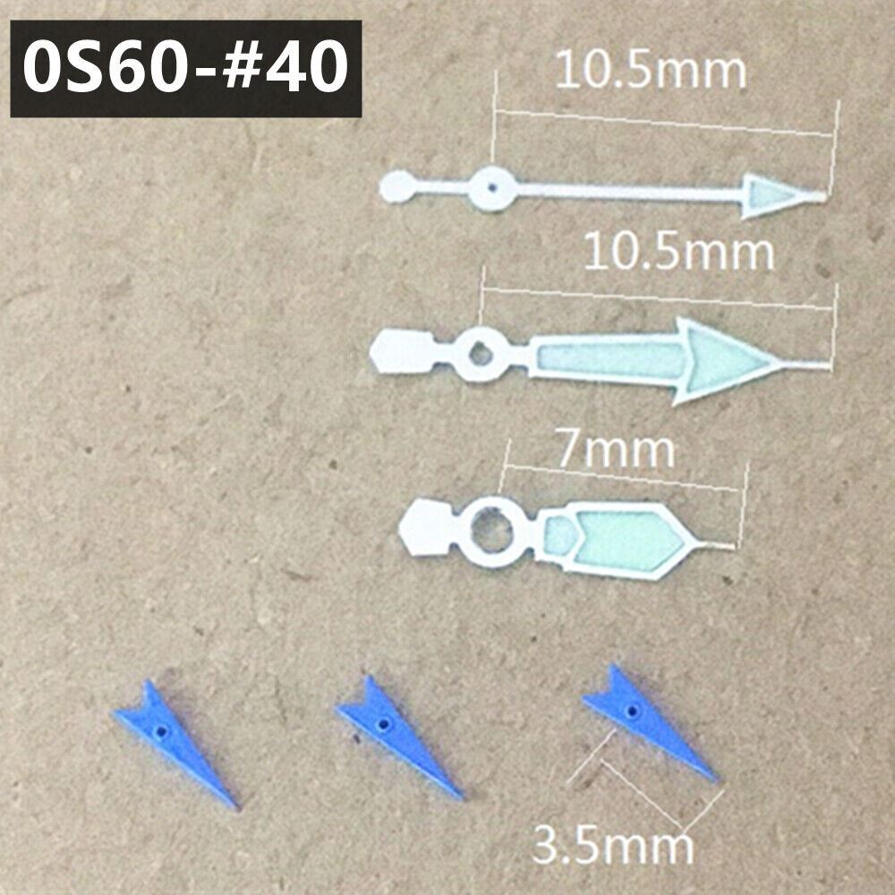 Sky Blue 10.5mm luminous watch hands with silver trim for Miyota 0S60, enhancing readability and style.