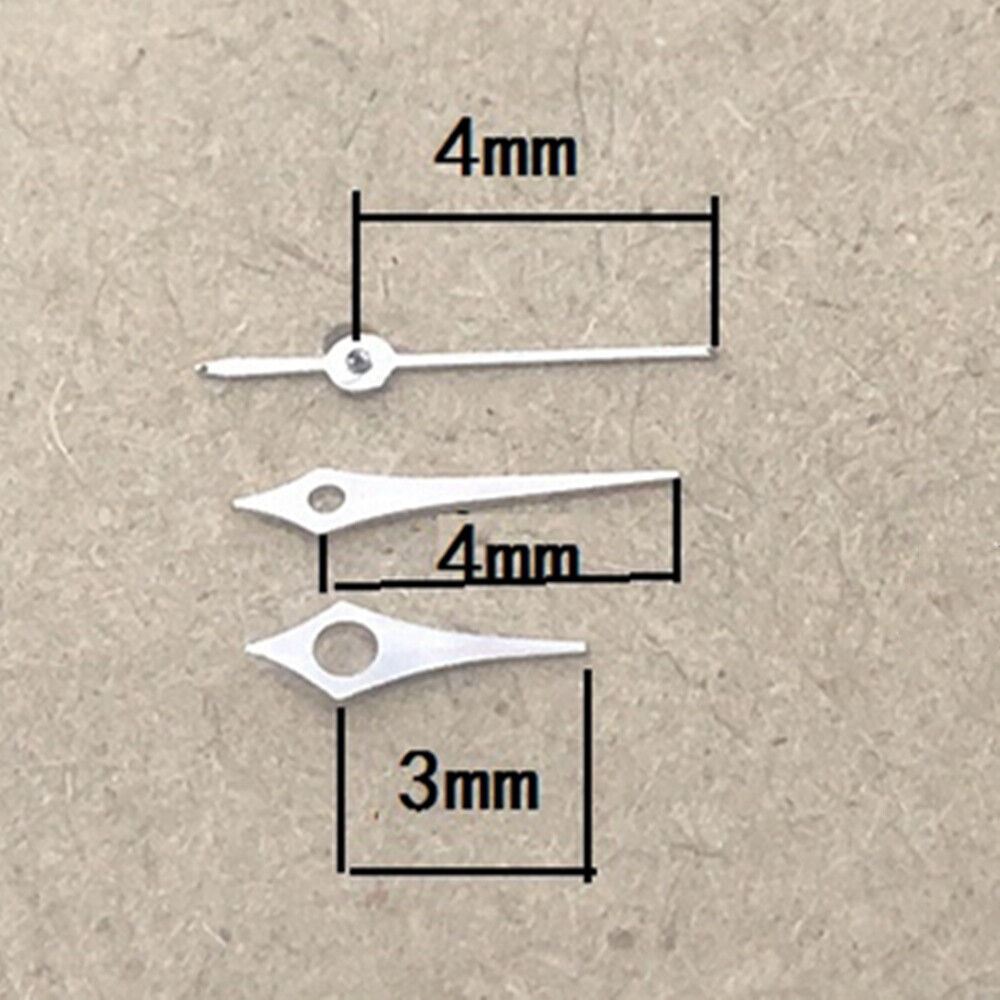 Silver polished 4-6mm watch hands for Hattori Epson VX12 quartz movement, precision crafted.