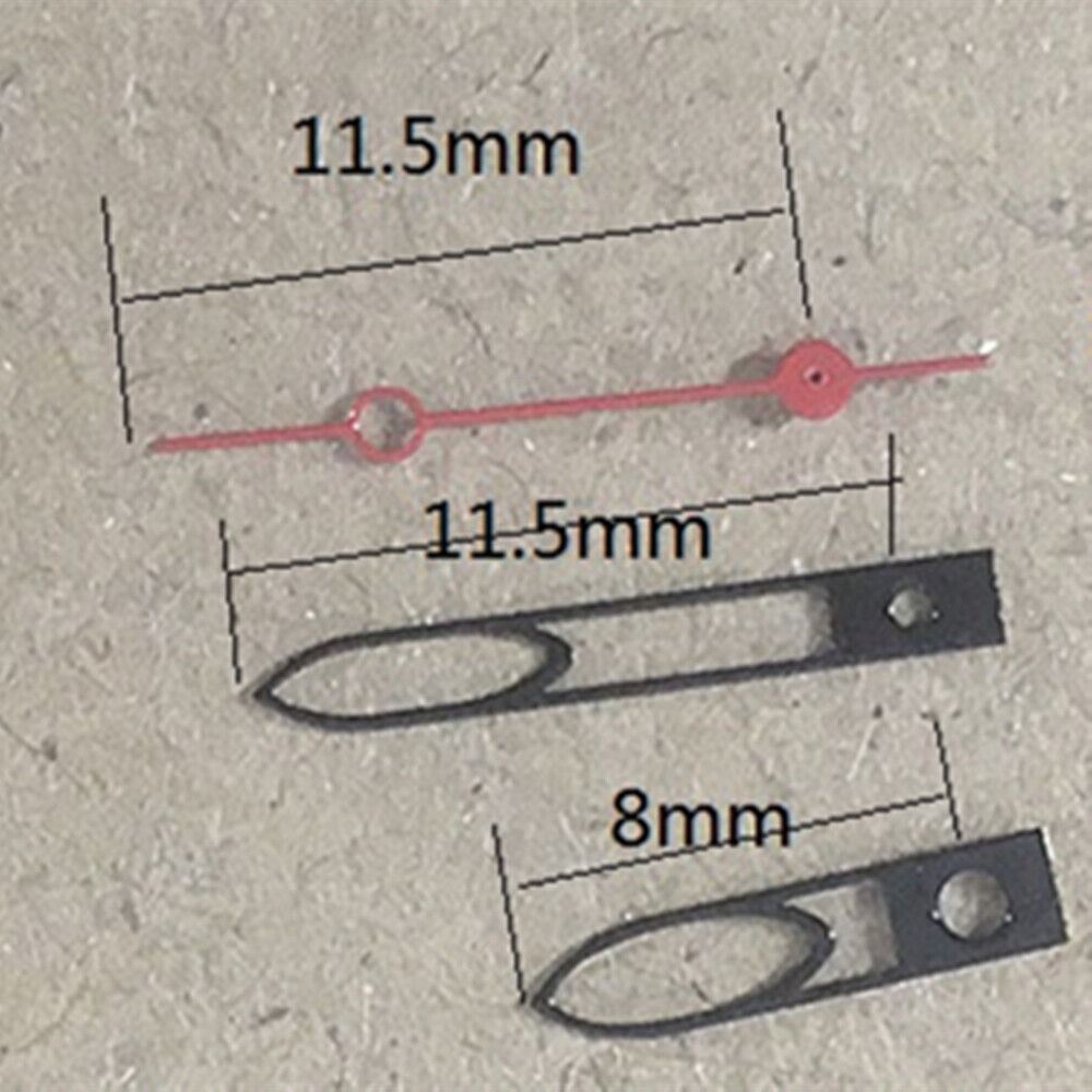 Red second hand for Miyota 6M12 quartz watch, hollow 11.5mm black design.