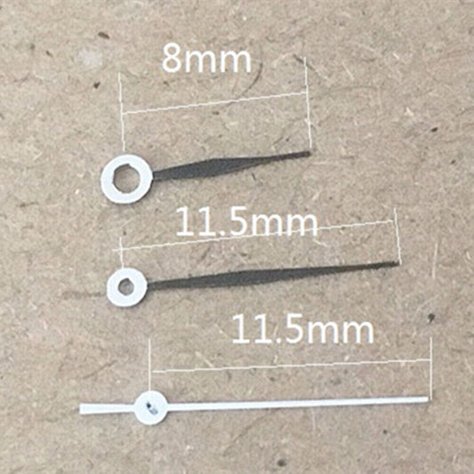 Arrow shape black watch hands, 11.5mm, compatible with Miyota 1M12 Japan quartz movement, precise time display.