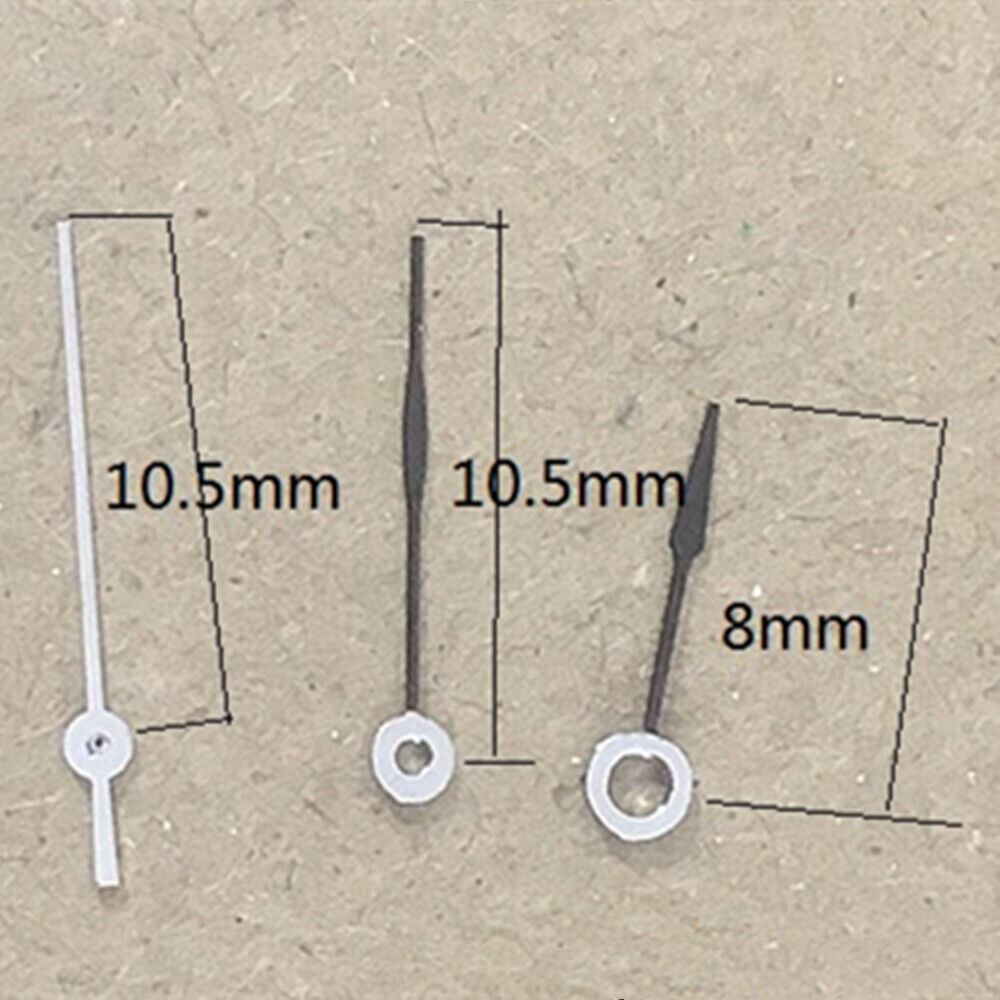 Black Arrow Shape 10.5mm watch hands for Miyota 6M12 quartz movement, precision fit.