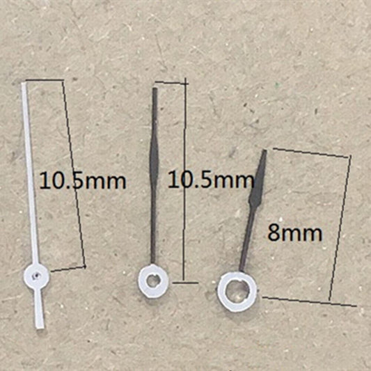 Black Arrow Shape 10.5mm watch hands for Miyota 6M12 quartz movement, precision fit.