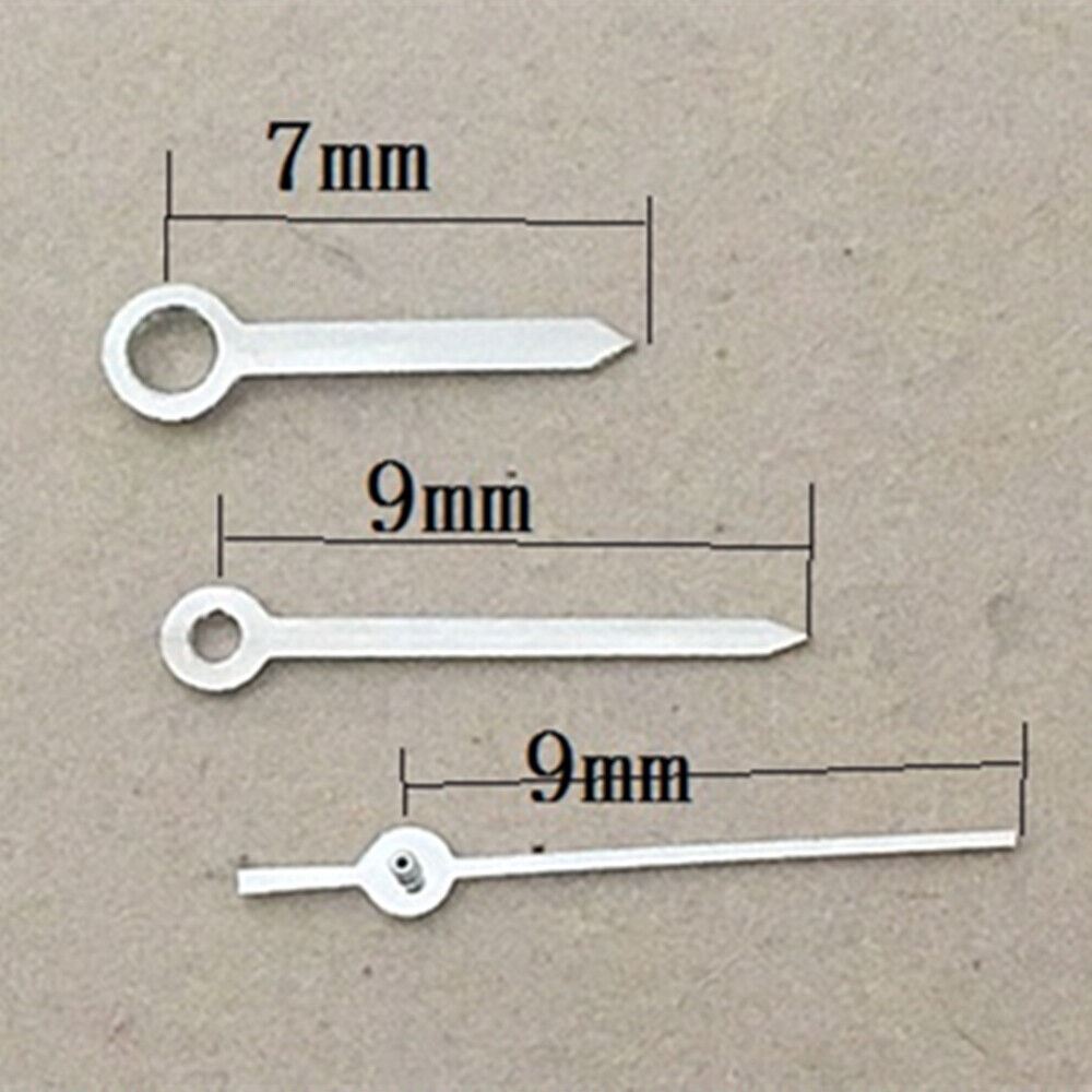 9mm silver arrow-shaped watch hands for Miyota 6M12 quartz movement.