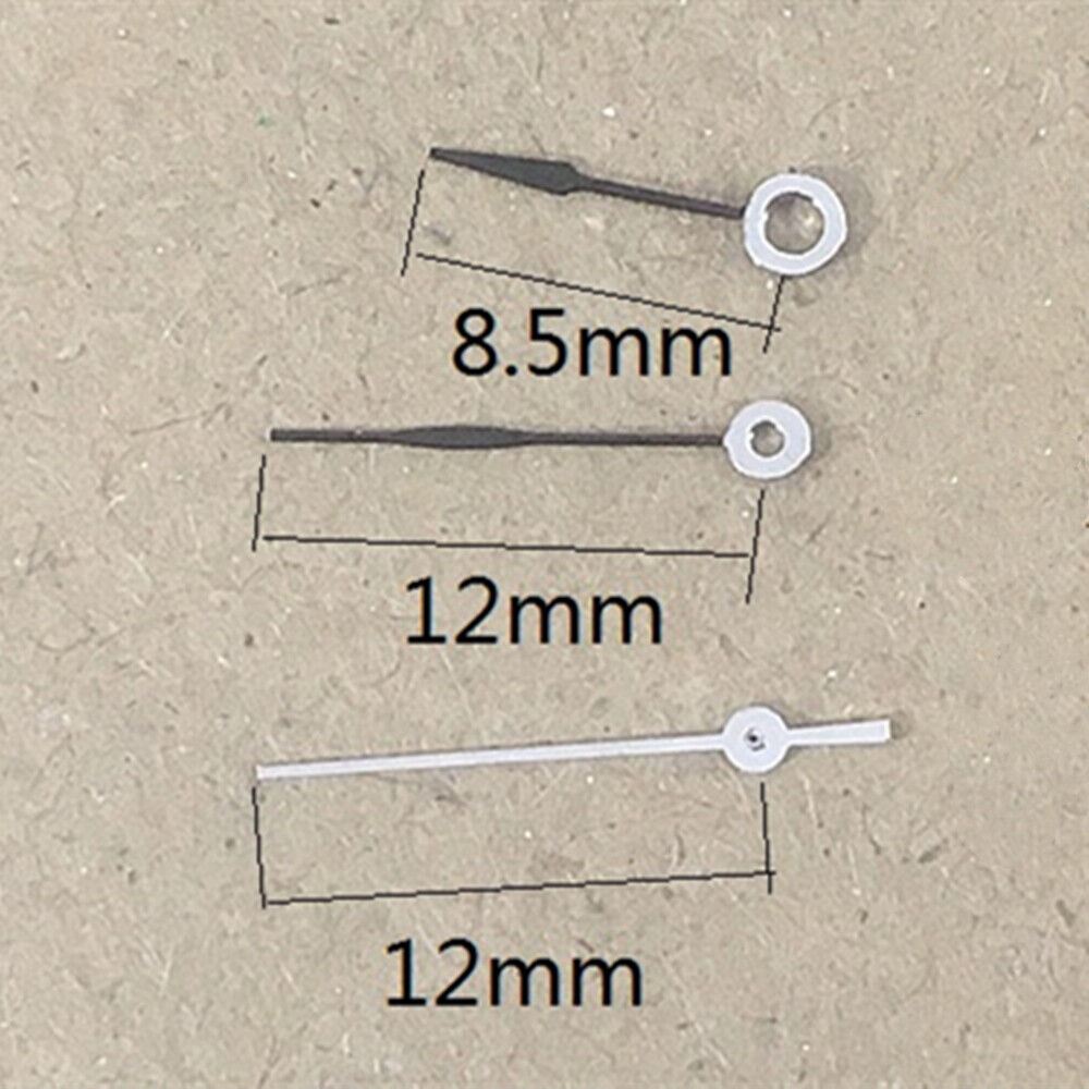 Silver 12mm hollow second hand by Miyota, designed for 6M12 quartz watch movement in black finish