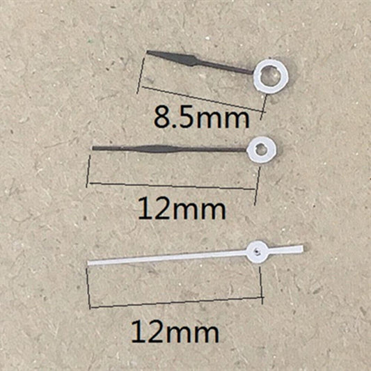 Silver 12mm hollow second hand by Miyota, designed for 6M12 quartz watch movement in black finish