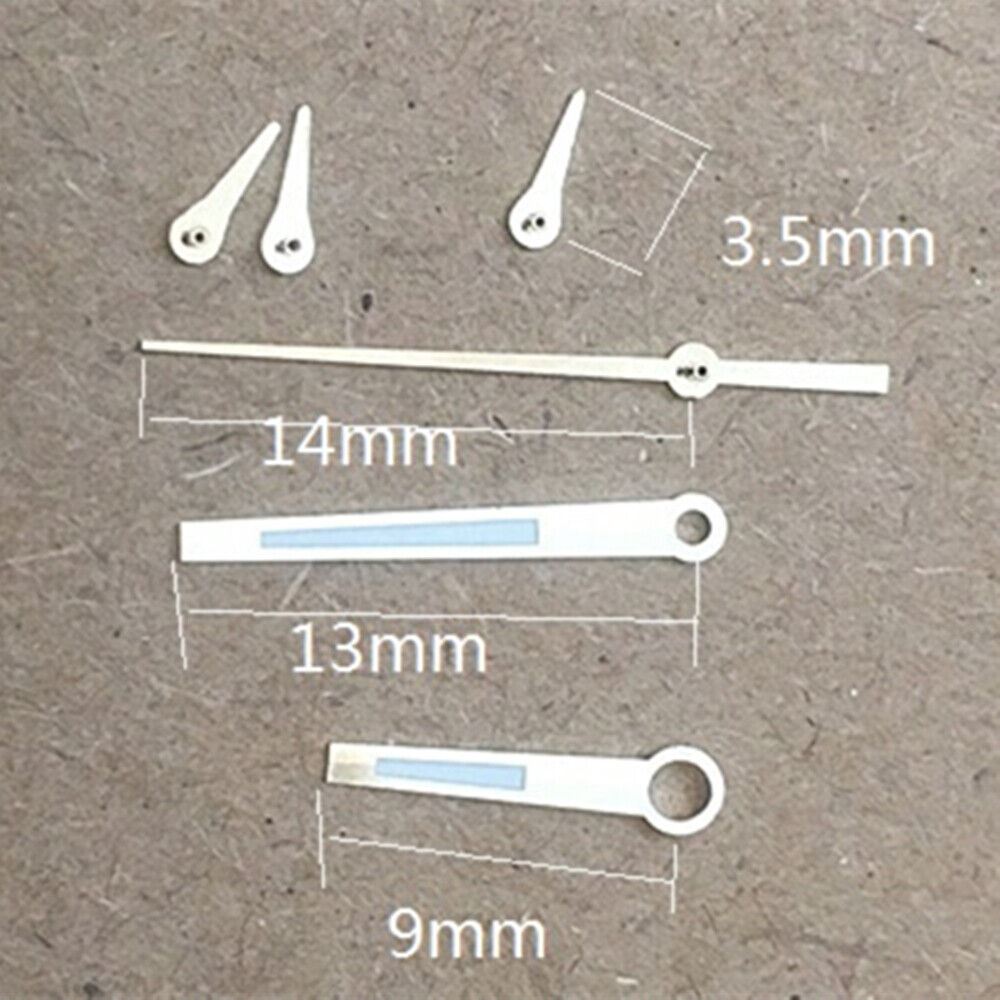 Green lume silver trim 14mm watch hands designed for HZ2350 automatic mechanical movement.