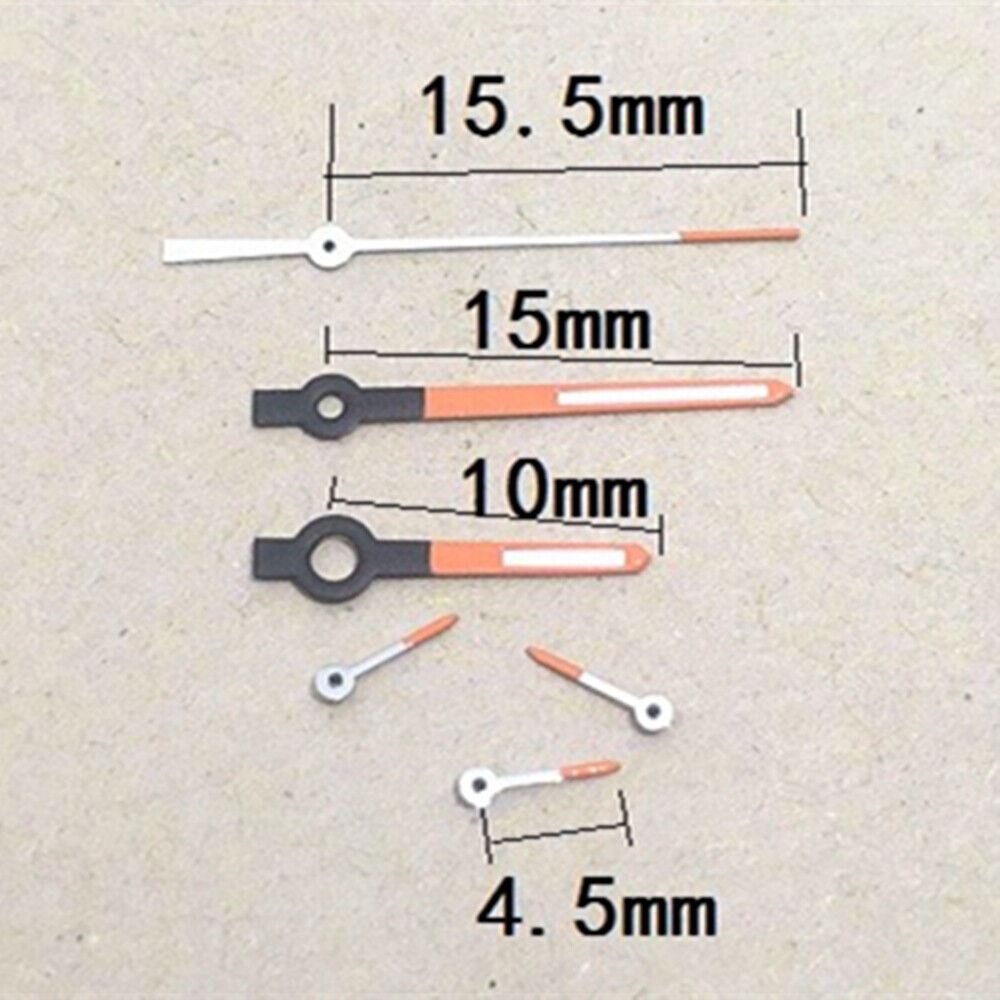Lume orange trim 15.5mm watch hands by HZ for HZ2350 automatic mechanical movement.