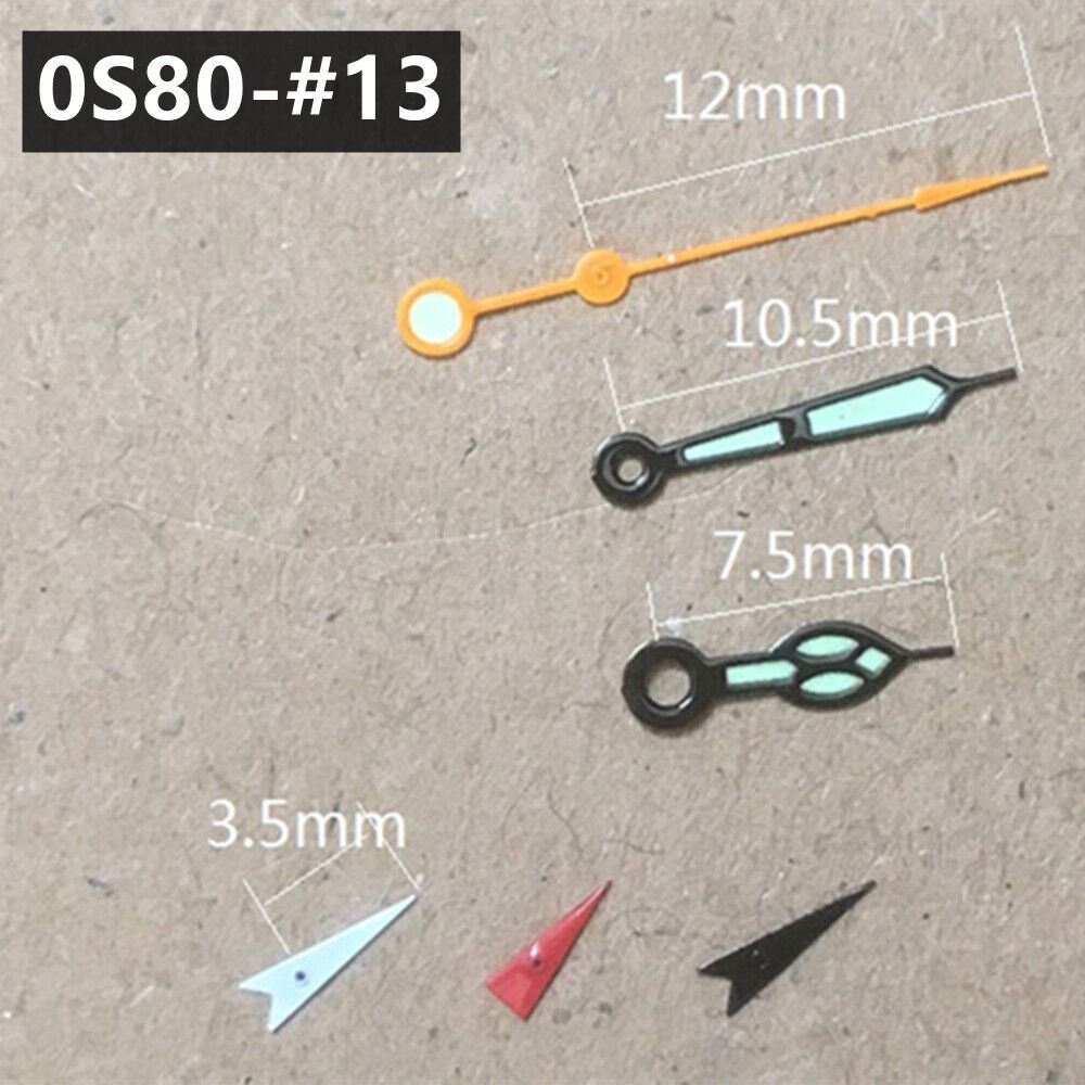 Black trim luminous orange second hand for Miyota 0S80 watch movement.