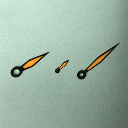 Orange luminous pilot watch hands for Seagull ST3600, coated for high visibility and precise fit.