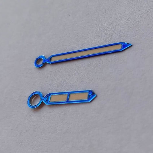 Blue trim green lume watch hands for Seagull ST3600 with luminous glow and precise fit.