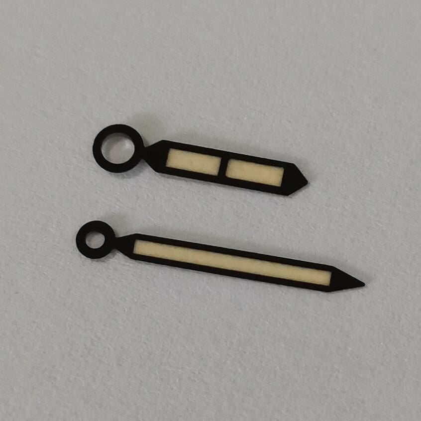 Black-trimmed strong green lume watch hands, compatible with Seagull ST3600/ST3621 & ETA 6497/6498.