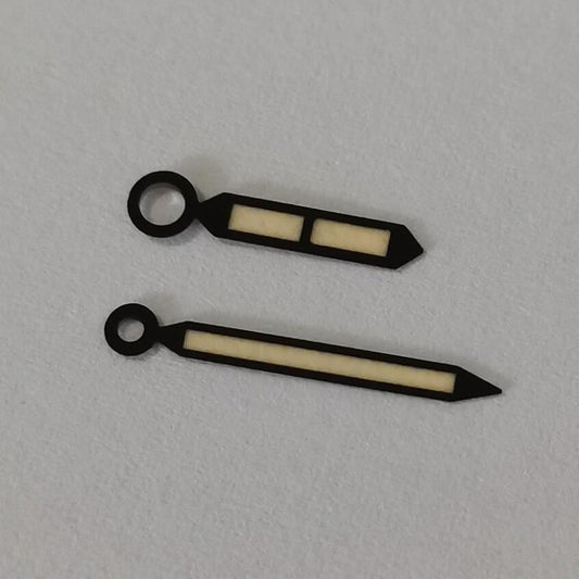 Black-trimmed strong green lume watch hands, compatible with Seagull ST3600/ST3621 & ETA 6497/6498.