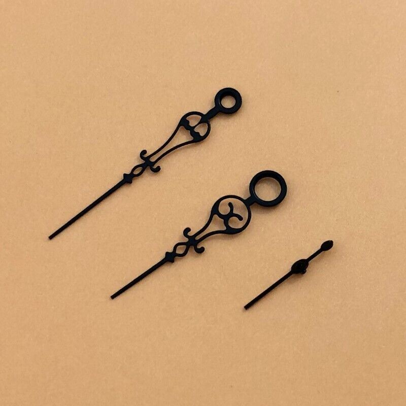 Black floral watch hands with intricate design for Seagull ST3600/ST3621 and ETA6497/6498 movements.