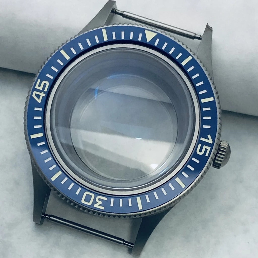 40mm Titanium Watch Case Lume Bezel Double Domed Coated AR Fit NH34/35/36 4R35
