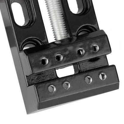 Mini electric drill with flat vice and miniature clip clamp for precise jewelry crafting.