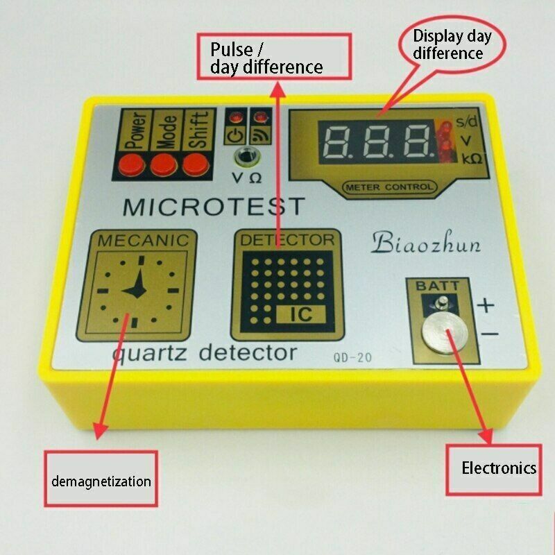 QD-20 Quartz Movement Tester, precise watch battery life measurement tool for maintenance.
