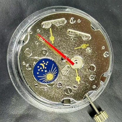 China Made TY2876 watch movement showing automatic mechanical design with small second markers at 3, 6, 9, and 12 positions.