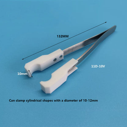 PTFE tweezers with cylinder grip, acid-alkali resistant, ideal for lab and semiconductor research.