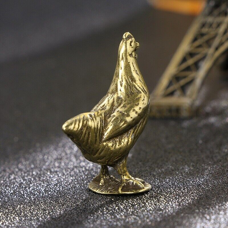 Hand-carved solid copper golden hen trinket with vintage bronze finish, perfect for collectors.