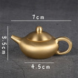 7cm Copper Golden Teapot Trinket Vintage Hand Carved Bronze Model Figurines