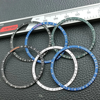 38.5mm flat aluminum bezel for men's diving watch, durable replacement accessory without luminous features.