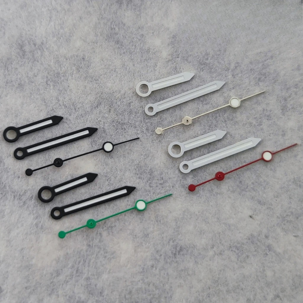 Silver/Black For NH34 NH35 NH36 NH38 7S26 4R35 4R36 Green Luminous Watches Hands