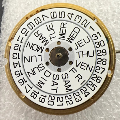 Swiss Made ETA955.422 quartz day date watch part with gold-tone finish for precise repair