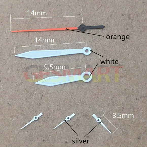 14mm White Trim Orange Second Hand Watch Hands for Miyota OS10 OS20 OS60 OS80