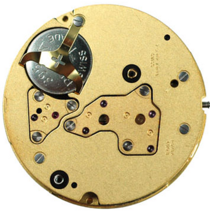 Ronda 4120B quartz watch movement by Ronda, showcasing precise timekeeping for accurate watch repairs.
