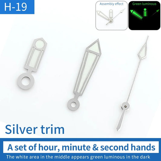 Silver Trim Vintage Green Lume Watch Hands Fit For Skx007/009 NH35 7009 6309