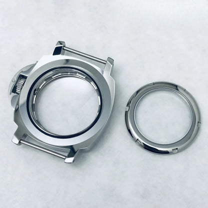 40MM Sapphire Polished/Sand Steel Watch Case With Handle Case Fit NH35/36 4R36