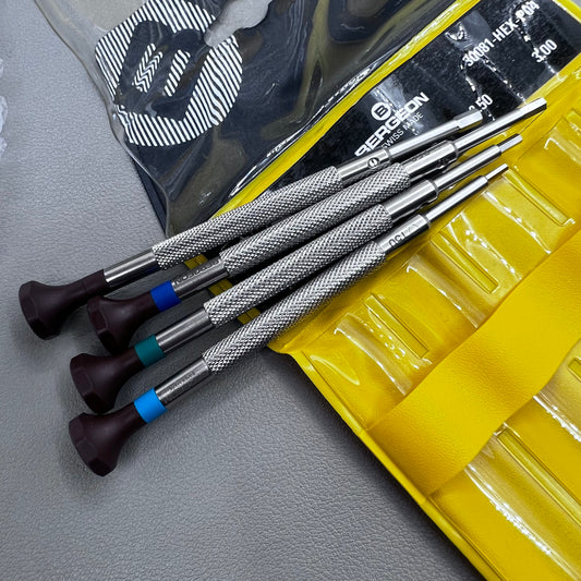 Swiss Bergeon 30081-HEX-P04 Set of 4 Hex Blade Screwdrivers