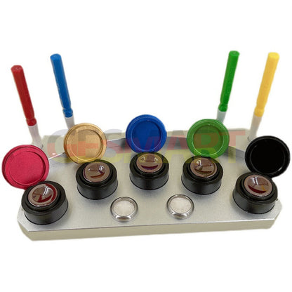 Support de gobelets à huile argentés en alliage moulé sous pression, 5 récipients avec stylo à huile, réparation de montres