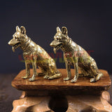 Solid Copper Big Yellow Dog Trinket Hand Carved Bronze Model Figurines