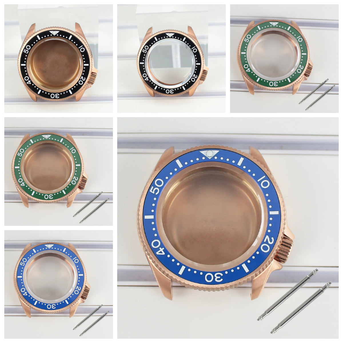 Rose Gold 38mm Watch Case Sapphire Crystal For NH35 NH36 4R35 4R36s Modified Skx