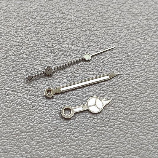 2 Sets Green Lume Silver Trim with Watch Hand Set for Ronda 515 Movement