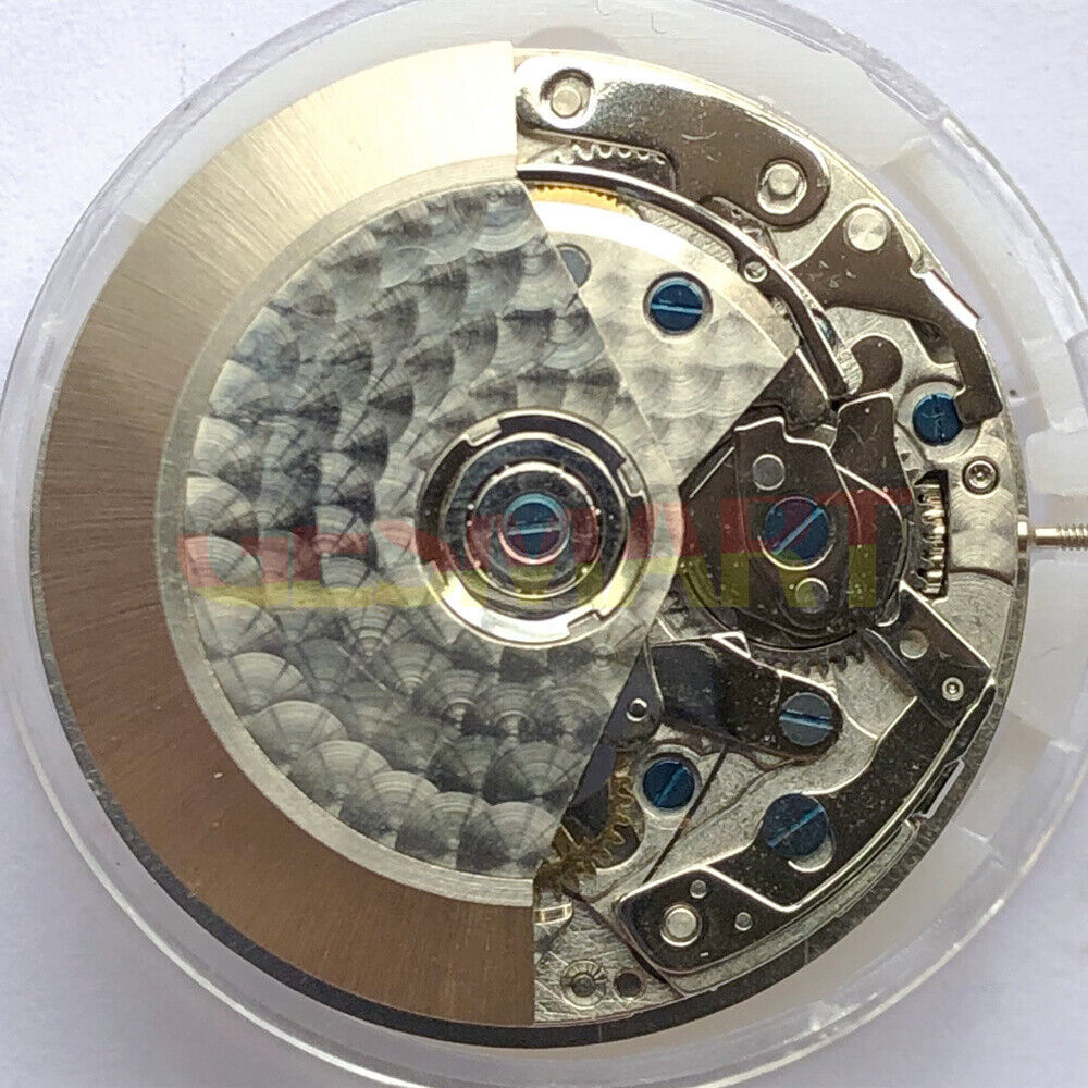 Dandong 7750 automatic mechanical watch movement with single calendar at 6, precision timepiece component.