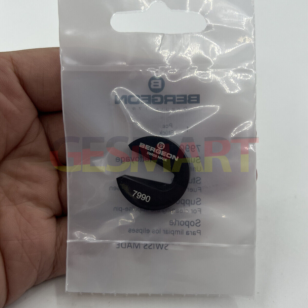 Bergeon 7990 watchmaker tool supporting balance wheel impulse-pin during cleaning process