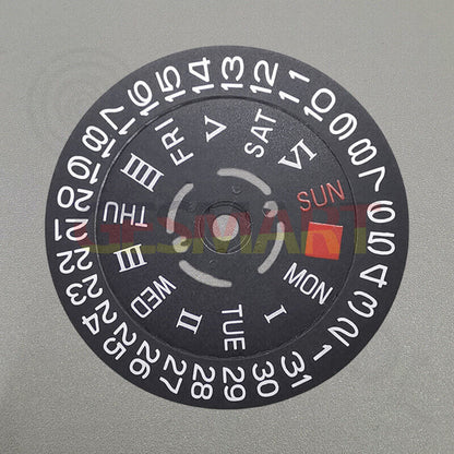 Roman and English black date and week wheels for NH36 movement, precise watch accessory replacement.