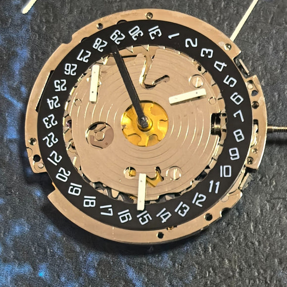 Swiss ISA 8171A Quartz Movement 6 Hands Black Disk Date At 4 Watch Part